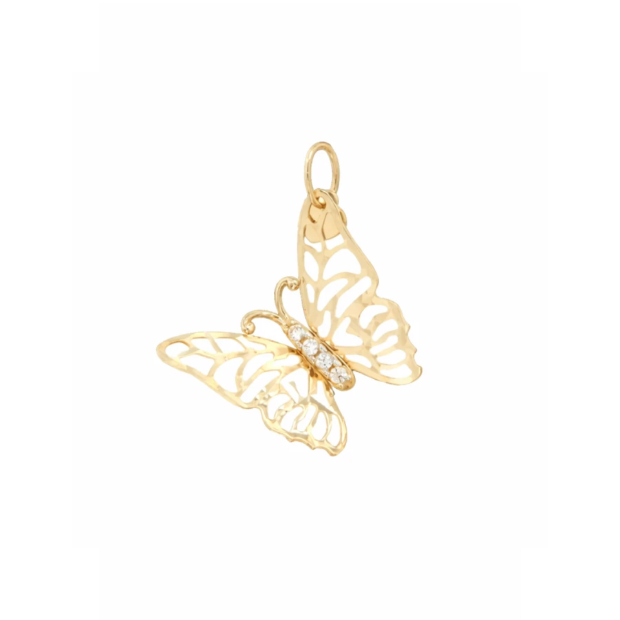 Дамски колие от 14K Злато Жълто - с форма Пеперуда - Цирконий