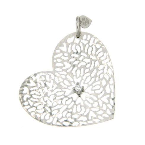 Дамски колие от 14K Злато Бяло - с форма Сърце - Цирконий