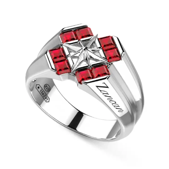 Мъжки пръстен от 925 Сребро - с форма Роза на ветровете