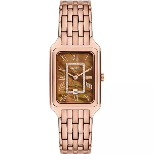 Дамски ръчен часовник с кварцов механизъм - корпус от Стомана - Стоманена верижка - цвят Седеф Розово Злато