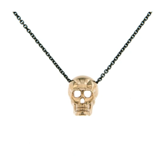 Дамски висулка от 14K Злато - с форма Череп - - Черно PVD покритие