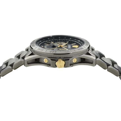 Мъжки ръчен часовник с кварцов механизъм - корпус от Стомана - Стоманена верижка - цвят Черен Черен