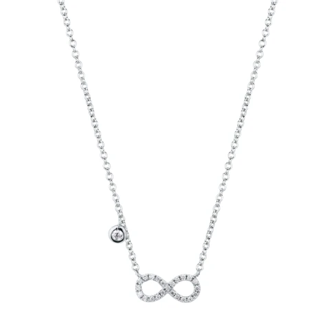 Дамски колие от 18K Злато Бяло - с форма Безкрайност - Диаманти