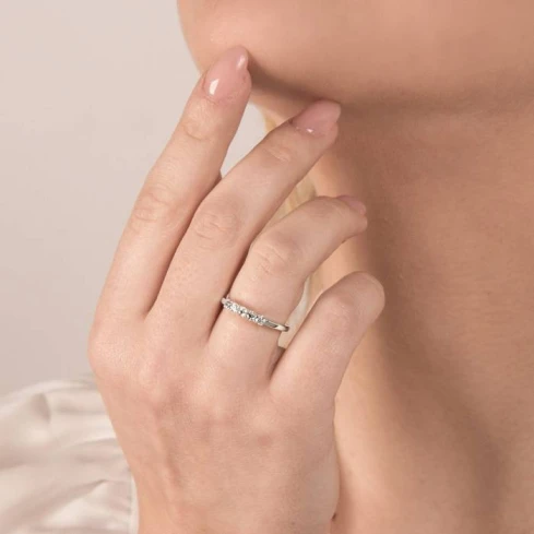 Дамски пръстен от 18K Злато Бяло - с форма - Диаманти