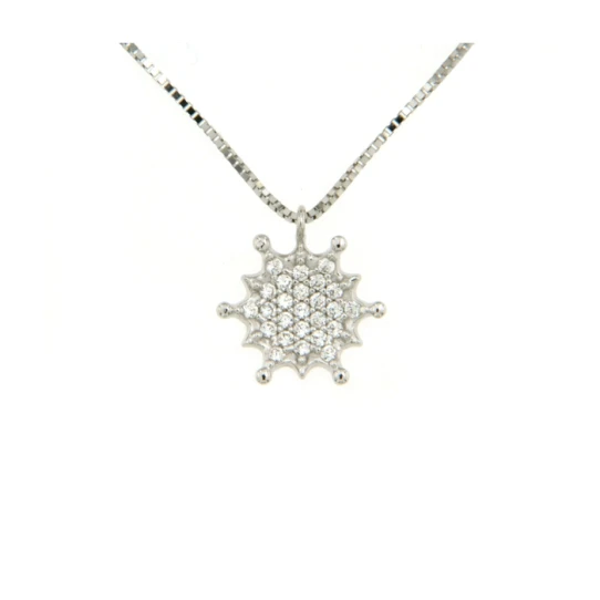 Дамски колие от 14K Злато Бяло - с форма Звезда - Цирконий