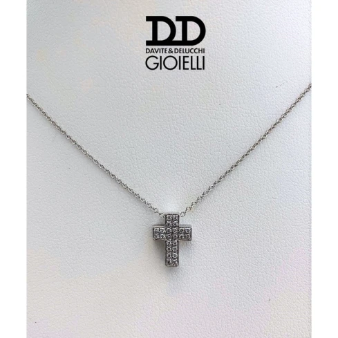 Дамски от 18K Злато Бяло - с форма Кръст - Диаманти