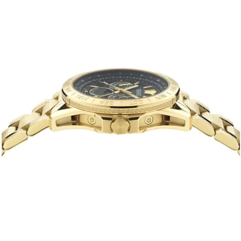 Мъжки ръчен часовник с кварцов механизъм - корпус от Стомана - Стоманена верижка - цвят Черен Злато