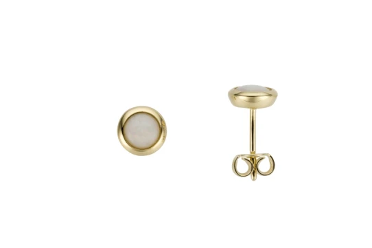 Дамски обеци от 14K Злато Жълто - с форма - Опал