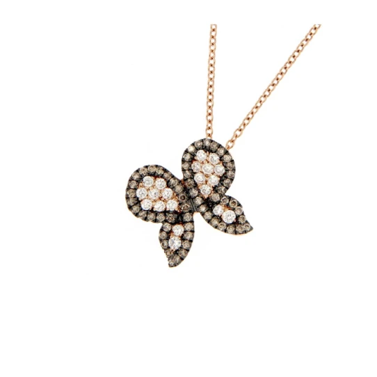 Дамски колие от Злато - с форма Пеперуда - Диаманти