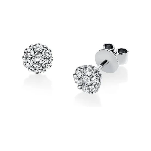 Дамски обеци от 14K Злато Бяло - с форма - Диаманти
