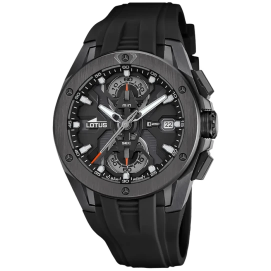 Мъжки ръчен часовник с кварцов механизъм - корпус от Стомана - Каучук - цвят Черен