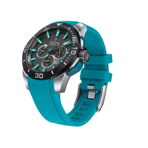 Мъжки ръчен часовник с кварцов механизъм - корпус от Стомана - Каучук - цвят Черен Зелен