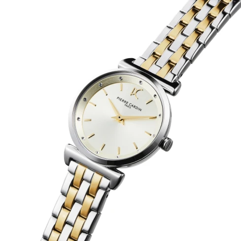 Дамски ръчен часовник с кварцов механизъм - корпус от Стомана - Стоманена верижка - цвят Шампанско Сив