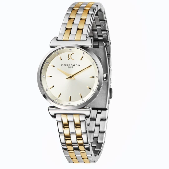 Дамски ръчен часовник с кварцов механизъм - корпус от Стомана - Стоманена верижка - цвят Шампанско Сив