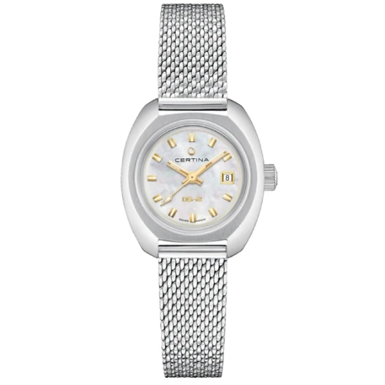 Дамски ръчен часовник с автоматичен механизъм - корпус от Стомана - Меш - цвят Седеф Сив