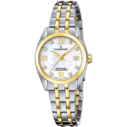 Дамски ръчен часовник с кварцов механизъм - корпус от Стомана - Стоманена верижка - цвят Седеф