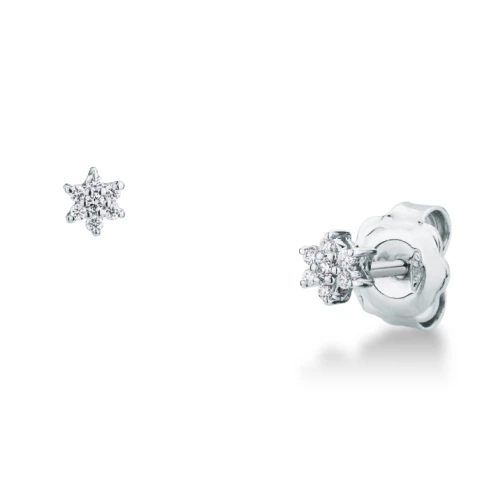 Дамски обеци от 18K Злато Бяло - с форма Звезда - Диаманти