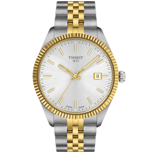 Мъжки ръчен часовник с кварцов механизъм - корпус от Стомана - Стоманена верижка - цвят Сребрист Злато