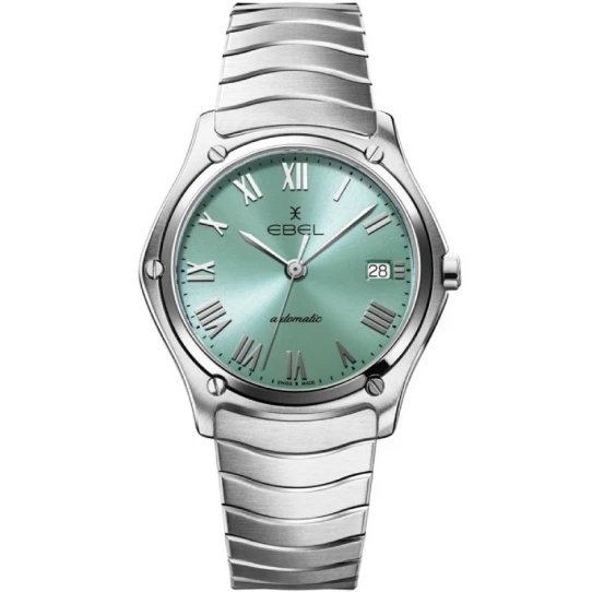 Унисекс ръчен часовник с автоматичен механизъм - корпус от Стомана - Стоманена верижка - цвят Тюркоаз Сив