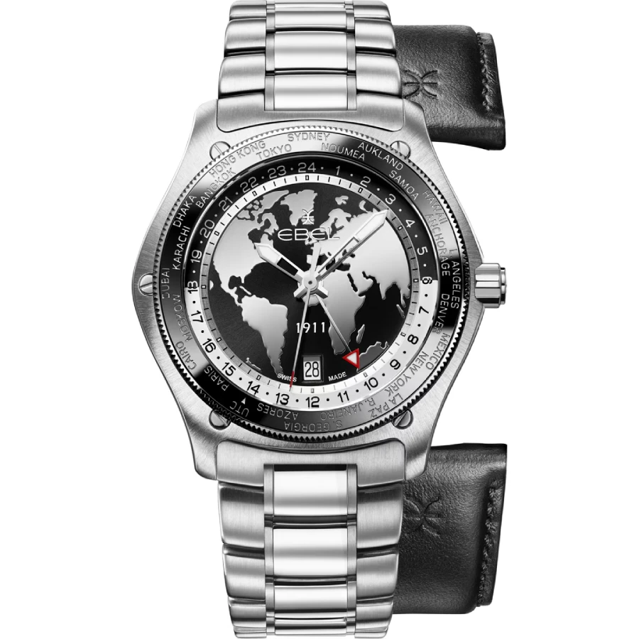 Ebel 1216666 EBEL 1911 - Мъжки ръчен часовник с автоматичен механизъм - корпус Стомана - Стоманена верижка - Черен