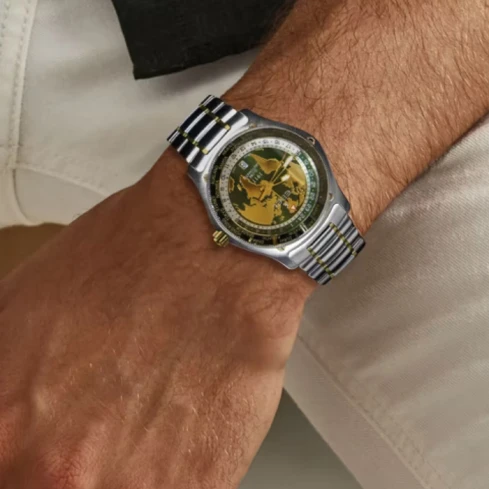 Мъжки ръчен часовник с автоматичен механизъм - корпус от Стомана - Стоманена верижка - цвят Черен