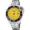 Мъжки ръчен часовник с автоматичен механизъм - корпус от Стомана и керамика - Стоманена верижка - цвят Жълт Сив