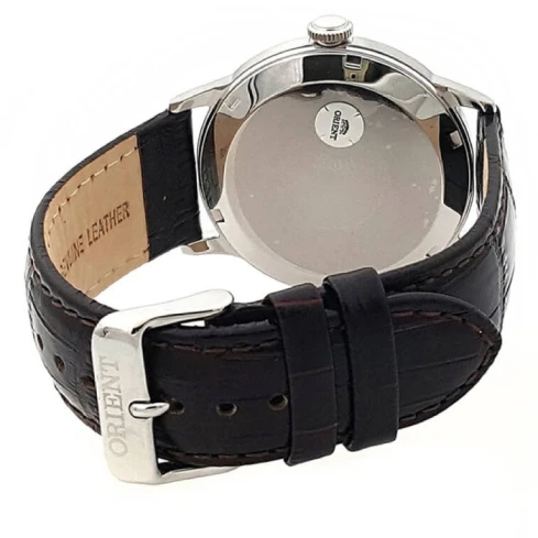 Мъжки ръчен часовник с автоматичен механизъм - корпус от Стомана - Естествена кожа - цвят Черен Черен