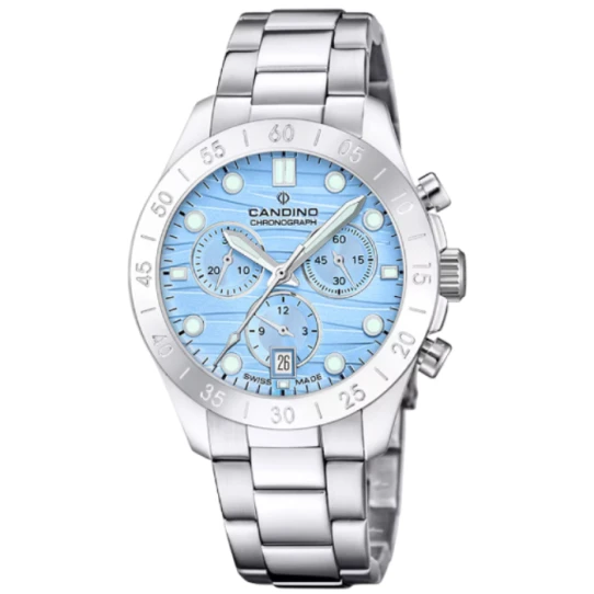 Дамски ръчен часовник с кварцов механизъм - корпус от Стомана - Стоманена верижка - цвят Син Сив