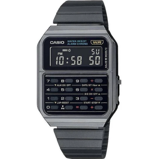 Мъжки ръчен часовник с кварцов механизъм - корпус от Полимер - Стоманена верижка - цвят Черен Черен