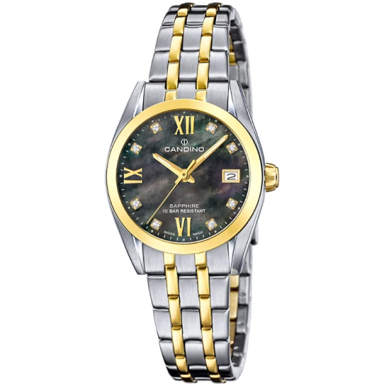 Дамски ръчен часовник с кварцов механизъм - корпус от Стомана - Стоманена верижка - цвят Седеф Злато