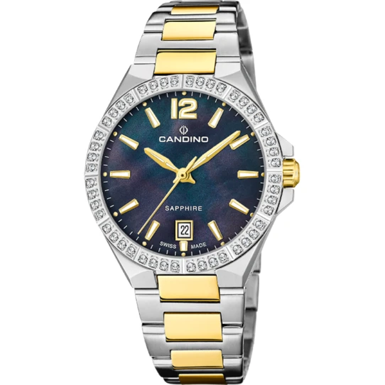 Дамски ръчен часовник с кварцов механизъм - корпус от Стомана - Стоманена верижка - цвят Седеф Злато