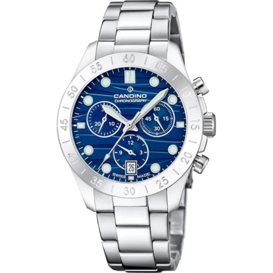 Дамски ръчен часовник с кварцов механизъм - корпус от Стомана - Стоманена верижка - цвят Син Сив