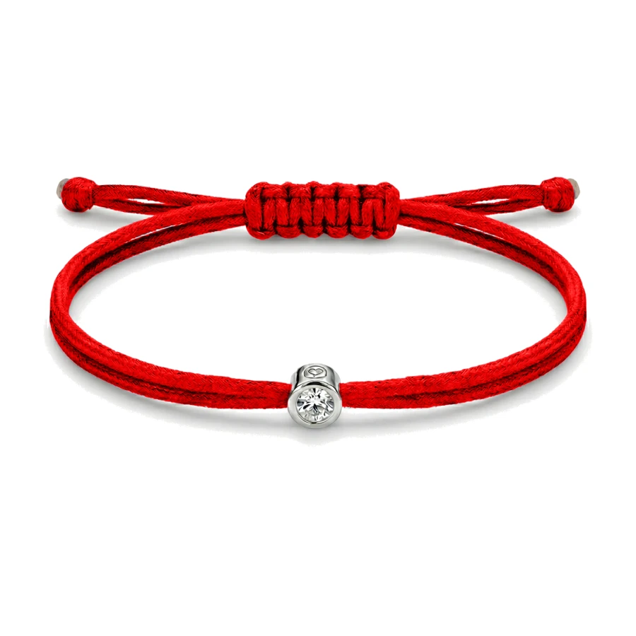 Унисекс гривна от 925 Сребро - с форма Амулет - Диаманти - Бяло родиево покритие