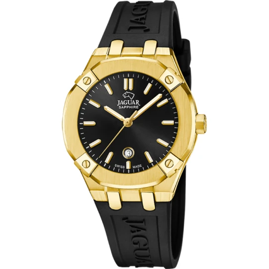 Дамски ръчен часовник с кварцов механизъм - корпус от Стомана - Каучук - цвят Черен Черен