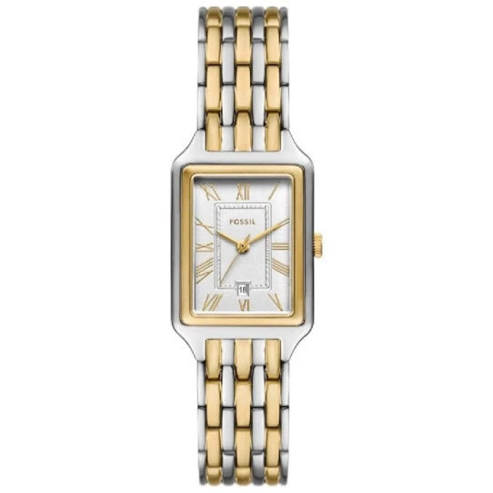 Дамски ръчен часовник с кварцов механизъм - корпус от Стомана - Стоманена верижка - цвят Бял Биколор