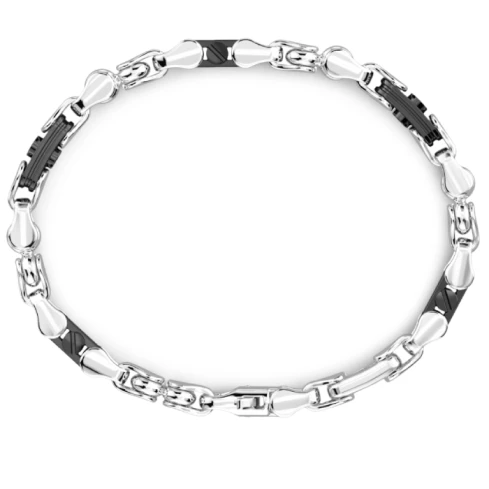 Мъжки гривна от 925 Сребро и Керамика - с форма - - Сребро / Керамика