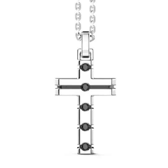 Мъжки колие от 925 Сребро - с форма Кръст - Шпинел