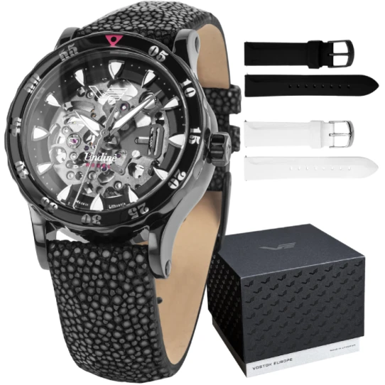 Дамски ръчен часовник с автоматичен механизъм - корпус от Стомана - Естествена кожа - цвят Скелетон Бял