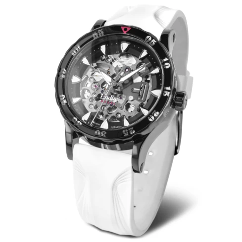 Дамски ръчен часовник с автоматичен механизъм - корпус от Стомана - Естествена кожа - цвят Скелетон Бял