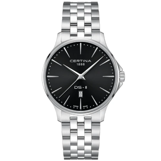 Мъжки ръчен часовник с кварцов механизъм - корпус от Стомана - Стоманена верижка - цвят Черен Сив