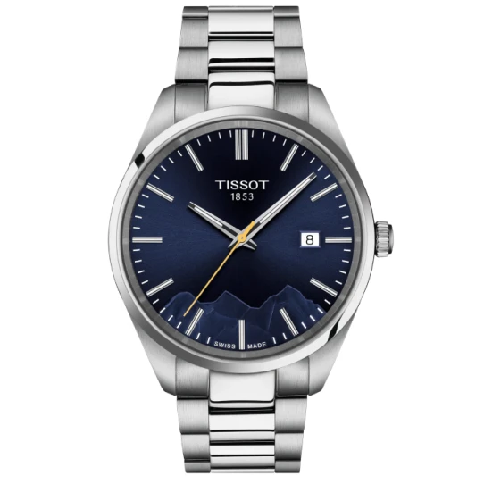 Мъжки ръчен часовник с кварцов механизъм - корпус от Стомана - Стоманена верижка - цвят Син Сив