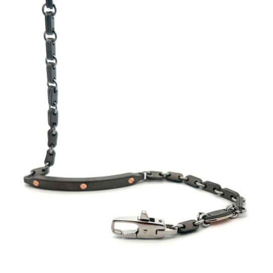 Мъжки гривна от Titanium Титан - с форма - - Титан / Сив / розово злато