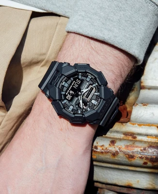 Мъжки ръчен часовник с кварцов механизъм - корпус от Полимер - Полимер - цвят Черен Черен