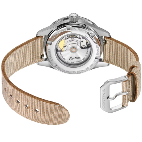 Дамски ръчен часовник с автоматичен механизъм - корпус от Стомана - Меш - цвят Седеф Бежов