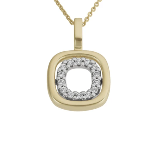 Дамски медальон от 14K Злато Жълто - с форма - Диаманти - 14к жълто злато