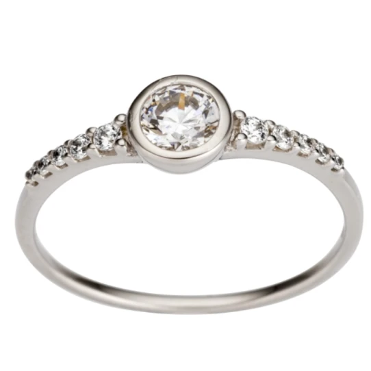 Дамски пръстен от 14K Злато Бяло - с форма - Цирконий