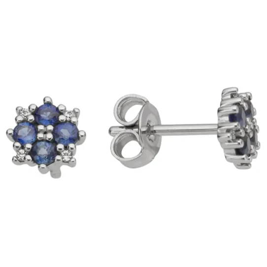 Дамски обеци от 14K Злато Бяло - с форма - Диаманти - 14к бяло злато