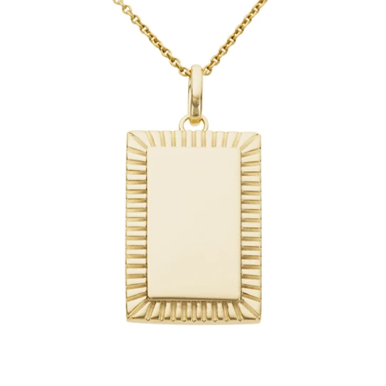 Унисекс висулка от 14K Злато Жълто - с форма Плочка