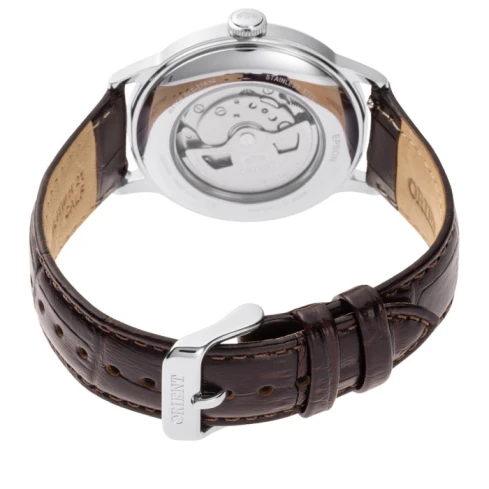 Мъжки ръчен часовник с автоматичен механизъм - корпус от Стомана - Естествена кожа - цвят Зелен Кафяв