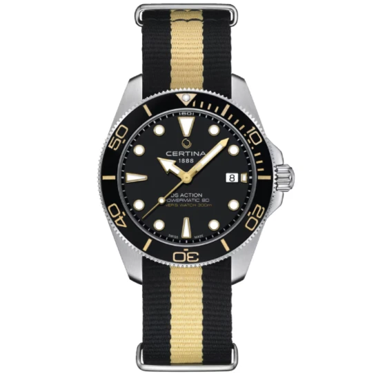 Мъжки ръчен часовник с автоматичен механизъм - корпус от Стомана - Меш - цвят Черен Бежов